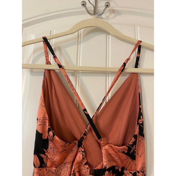 Lulus Tea Gardens Rusty Rose Floral Satin Maxi Dress XXS - Picture 4 of 5